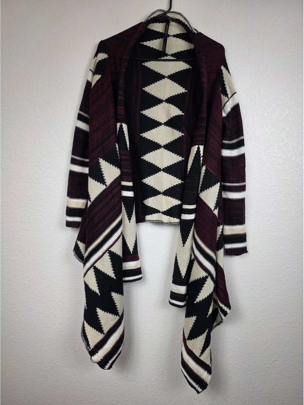 Renee C Geometric Pattern Open Front Cardigan S/M